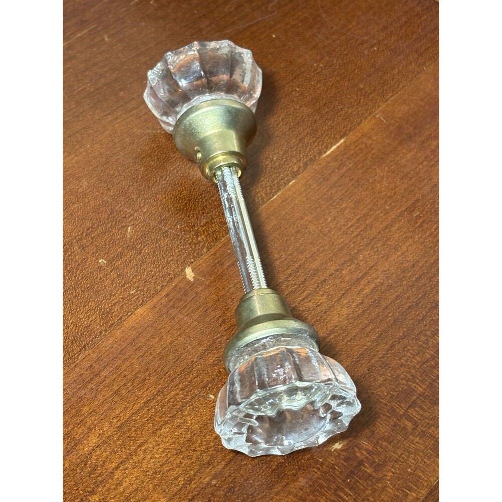 Vintage Pair Of Clear Glass Door Knobs 12 Point